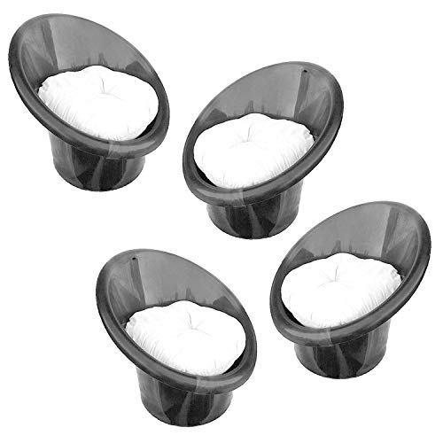 Image of Plastic Arm Tub Chairs with Complimentary Cushions (Silver , Black) - Set of 04