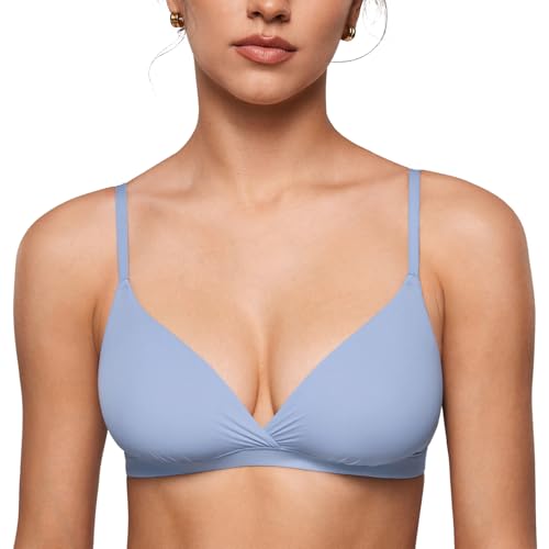 Image of INLYRIC Women's Inbarely Triangle Bralette Comfortable Unlined V Neck Wireless Smoothing Bra Top Stretch