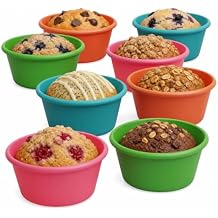 Bakerpan Silicone Jumbo Muffin Liners for Baking - Set of 8 Large 3.5 Inch Air Fryer Muffin Cups & Jumbo Cupcake Liners for Egg Bites, Quiche, Cheesecake & Muffins - Non-Stick, BPA-Free