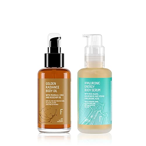 Freshly Cosmetics aceite corporal y sérum para piernas cansadas juntos Smooth Body Pack. Consigue una piel jugosa y radiante mientras aportas alivio a tus piernas