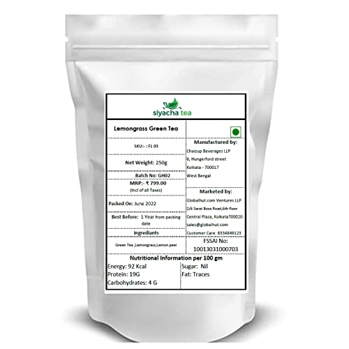 Image of Siyacha Tea, Lemongrass Green Tea, 250 Grams, Whole Leaf Detox Beverage, Improves Digestion, Boosting Metabolism, Healthy Herbal Blend, Makes 125 Cups (approx)