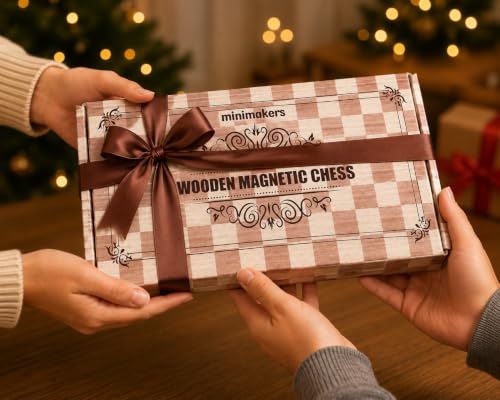 Image of 12 inches Wooden Chess Board Set Magnetic, Handcrafted Foldable Chess with Storage, Portable Travel Chess Game, Classic Strategy Gift for Teens & Adults