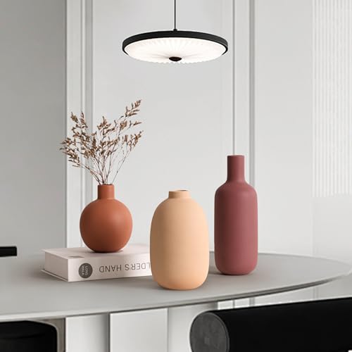 Ceramic Modern Vase for Home Decor Farmhouse Vases Set of 3 Terracotta Decorative Pottery Boho Vases for Pampas Grass Living Room Kitchen Bedroom Entryway Mantel Decor - Image 5