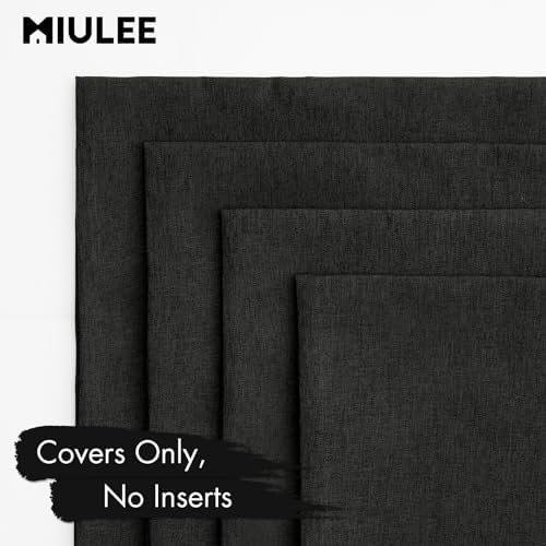 MIULEE Pack of 4 Decorative Outdoor Throw Pillow Covers Linen Waterproof Pillow Covers Farmhouse Cushion Cases for Patio Garden Tent Balcony Couch Sofa 18x18 inch Black - 4