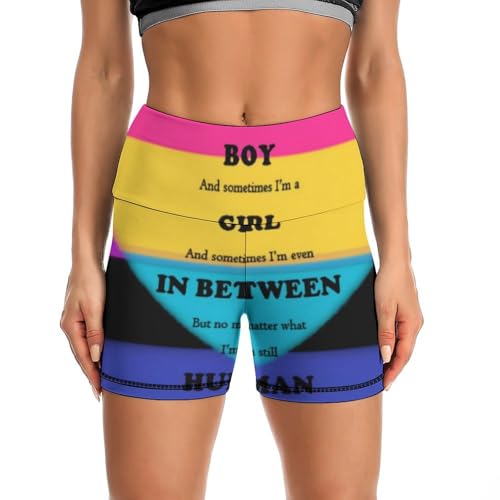 JYYAU Pansexual Pan Pride High Waist Yoga Shorts for Women Athletic Shorts Leggings Running Pants Black