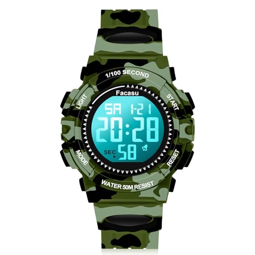Image of Kids Watch Digital for Boys-Waterproof Kids Sports Watch with Light, Alarm&Snooze,Stopwatch Military Design Silicone Band Gift for Birthdays,Christmas Outdoor Activities(8+ Years)