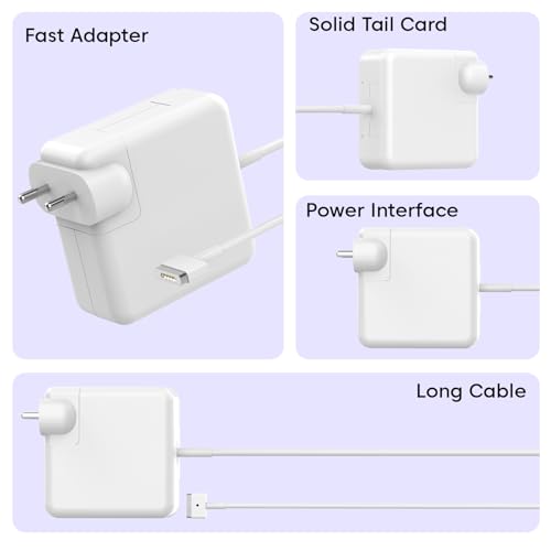 Image of Sounce 45W Replacement Charger for MacBook Air 11 Inch and 13 Inch Models 2012 2013 2014 2015 2017 T Tip Power Adapter Compatible with A1435 A1436 A1465 A1466 Safe Fast Charging Reliable Power (White)