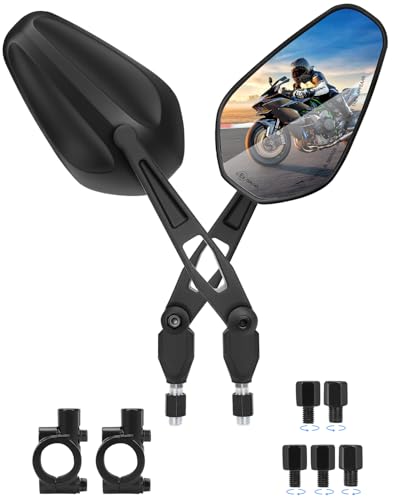 SUPAREE Retroviseur Moto Universel Rétroviseur Moto Pliable Retro Bout de Guidon avec E-mark Homologué 360°Rotation, Filetages M8/M10 pour Scooter Quad ATV...