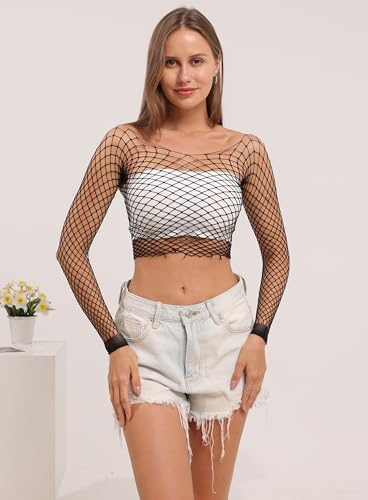 Lemon Girl Women Fishnet Crop Tops Lingerie Babydoll Top Chemise One Size US 2-182