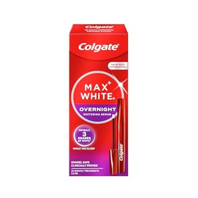Colgate Max White Sérum Blanqueador Nocturno  2 5ml  | Blanqueador de Dientes en Casa | Revela 3 Tonos de Blanco* mientras Duermes | Aplicador Nuevo y Mejorado | Seguro para el Esmalte