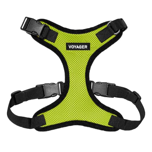 Image of Voyager Step-in Pet Harness - All Weather Mesh, Adjustable Step in Harness for Cats and Dogs by Best Pet Supplies - Lime Green /Black Trim, L