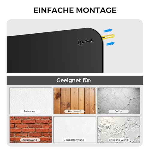 LYZZXI Magnettafel Schwarz 30x70 cm: Urlaubsmagnete Display Board mit Starker Magnetkraft für Fotos & Souvenirs - Matt Magnetwand für Wohnzimmer, Büro | Ideal für Reiseliebhaber