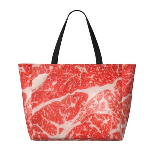 Beef Steaks Print Beach Pool Bags Tote For Women Ladies Large Gym Tote Carry On Bag For Weekender Travel Waterproof2