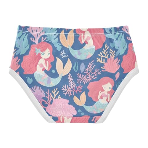 Wusikd Cute Mermaid Girls' Underwear Cotton Coral Reef Girls Briefs Soft Toddler Underwear 2T2