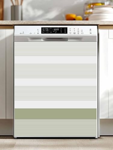 Sage Green Stripe Dishwasher Magnet Cover, Modern Rustic Horizontal Green
