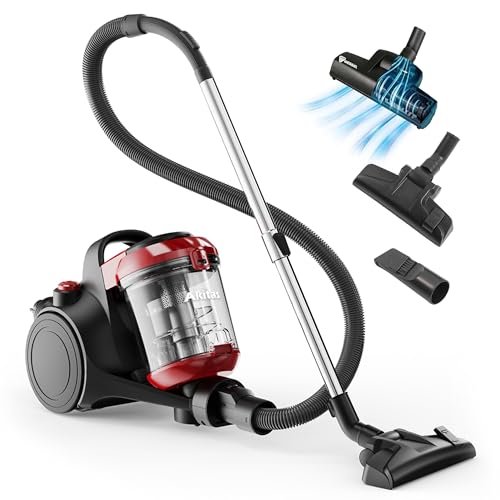 Akitas C10T Aspirateur sans sac 850 W sans sac poils d'animaux Cat and Dog - Cylindre d'aspirateur avec usine allemande Wessel - Largeur : 28 cm - Grande...