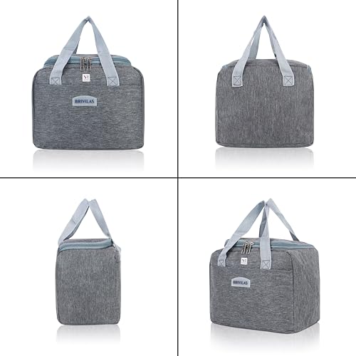 Image of NFI essentials Insulated Lunch Bag for Men Women Large Tiffin Carry Bag Travel Lunch Box Organizer for Office, School, College, Leak-Proof Lunch Cooler Bag (Grey)