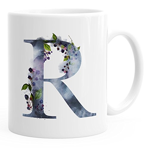 Autiga Buchstaben-Tasse (style_variation) Tasse mit Buchstabe Alphabet Monogramm Watercolor gezeichnet Kaffeetasse Weiss unisize