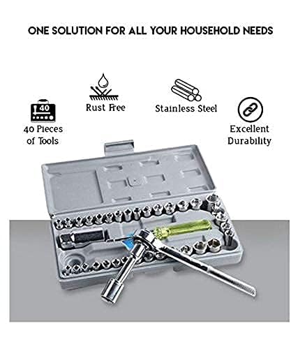 Image of KIMU 40 in 1 Screwdriver and Socket Set, Automobile Motorcycle Tool Kit with Ratchet Wrench, Hardware Auto Car Repair Tool Box