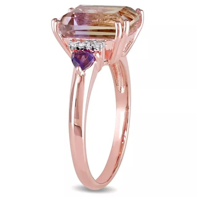 2.00 Ct Emerald Cut Ametrine Women's Engagement Band Ring 14k Rose Gold Finish 925 Sterling Silver4