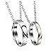 Jovivi 2 PCS Collana in Acciaio per Coppia con Pendente Anello Puzzle Cuore Spezzato Argento Regalo per Lui Lei