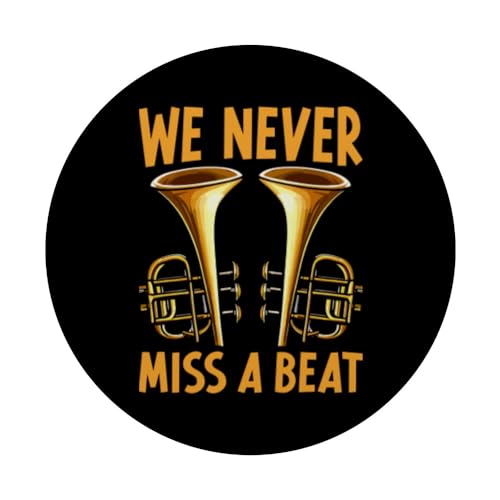 Funny Marching Band Tuba Tubist We Never Miss A Beat PopSockets Swappable PopGrip, Black - Image 3