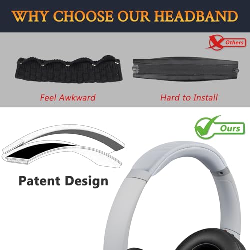 Image of SOULWIT Protein Leather Headband Cover for Sony WH-CH710N /WHCH710N /WHCH710 /CH710 (Do Not Fit WH-CH700N /WH-CH720N) Headphones, Replacement Headstrap Pad Repair Part - Grey