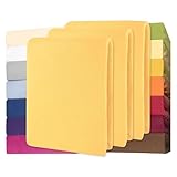 CelinaTex Lucina bebés niños sábanas Ajustables Camas para bebé Camas para niños algodón 3er-Set 60x120-70x140 cm Amarillo Crema