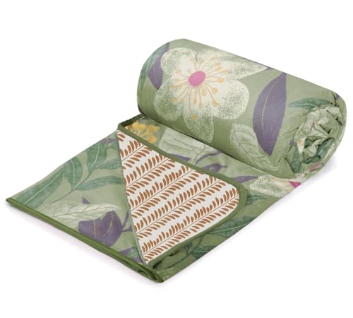 Image of Homestan Reversible All Season Cotton Feel Dohar for Double Bed,Soft Light Weight AC Blanket /Comforter for Summer /Winter /Monsoon (84x88 Inches, Tropic Dew)