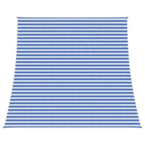 Voile d'ombrage bleu et blanc 5 x 4 m rectangulaire protection UV pour terrasse