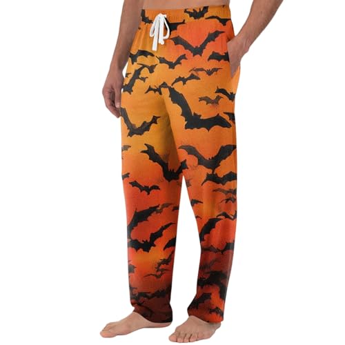 Men's Pajama Pants Halloween Themed Casual Sleep Pajama Bottoms Drawstring Waist Loose Fit Straight Leg Pj Pants3