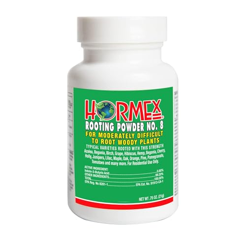 Hormex Rooting Powder #8 - for Moderately Difficult to Root Plants - 0.8 IBA Rooting Hormone for Plant Cuttings - Fast & Effective - Free of Alcohol, Dye, Gel & Preservatives for Healthier Roots, 21g