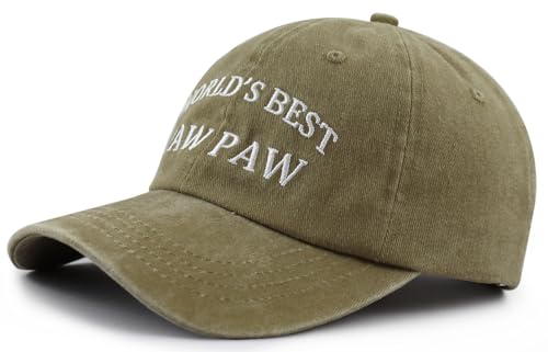 Image of World's Best Paw Paw Papa Uncle Hat for Grandpa Dad Men, Funny Adjustable Cotton Embroidered Grandfather Father Baseball Cap