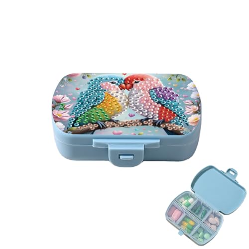Image of ARTopet Diamond Art Painting Mini Storage Box with 6-Grid Creative Design Compact Portable Small Case for Purse Travel Daily-Colorful Bird