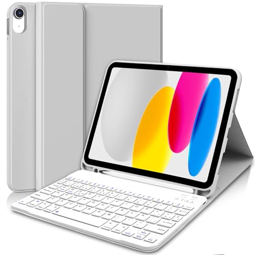 AGARELE Funda con Teclado para for iPad A16 11ª /10ª Generación (10,9 Pulgadas 2022/11 Pulgadas A16 2025), Funda Teclado iPad 11/10 Gen Bluetooth Inalámbrico Desmontable, QWERTY Español Ñ