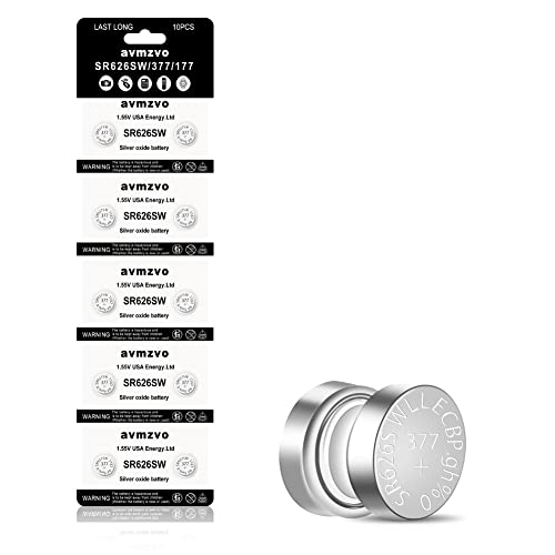Avmzvo SR626SW Corresponds SR626SW Battery 377 AG4 Watch Battery 1.5 V Button Cell 10 Piece3 Years Warranty