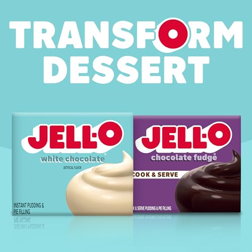 Image of Jell-O Instant Pudding & Pie Filling Mix, White Chocolate Flavored, Fat Free, Quick & Easy Dessert, 3.3 oz (Pack of 4)