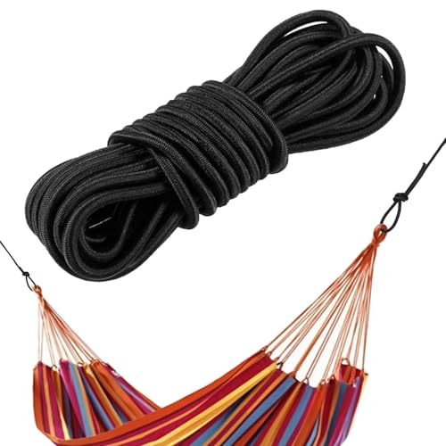 10m X 6mm Corde Elastique pour Bache, Tendeur Elastique Sandow Tendeurs Noir, Corde Extensible en Caoutchouc, Élastique Bâche Remorque pour Camping, Bâche de...
