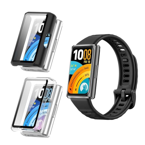[2���Z�b�g]For HUAWEI Band 11 Pro �Ή� �P�[�X �yHNWEIWEI�z �t�B����+PC�t���[�� ��̌^ �K���X�t�B���� ��̌^ ���˒ጸ �w��ጸ ���{�� �S�ʕی� �ώw�� ������ �����ߗ� HUAWEI Band 11 Pro �P