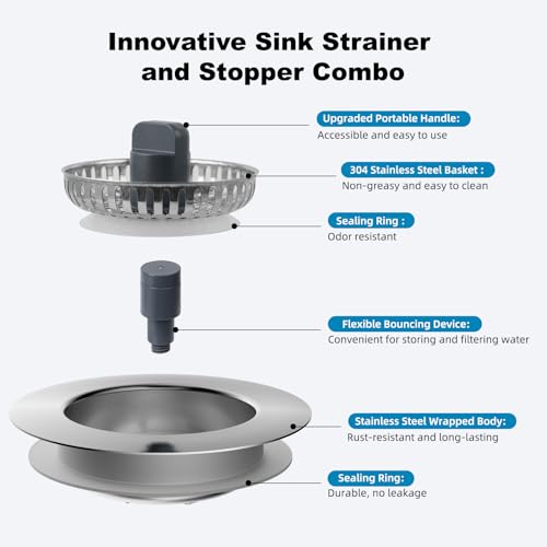 Colador universal para fregadero de cocina en acero inoxidable miniatura 2