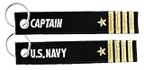Eagle Crest U.S. Navy Captain Black Embroidered Key Chain