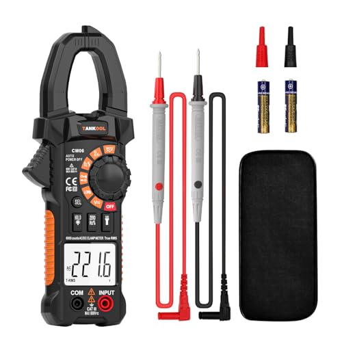 TANKOOL Digital Clamp Meter Multimeter 6000 Counts TRMS, Auto-ranging Amp Meter Built-in HD Screen, Measures AC/DC Current Voltage NCV,Continuity Capacitance Diode Resistance Multi Tester