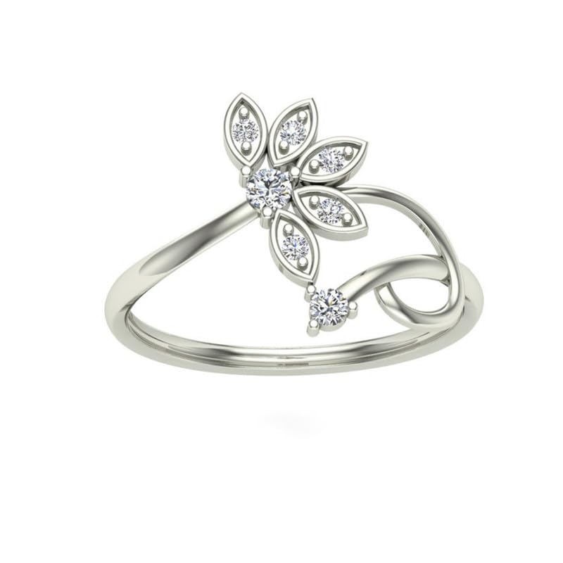 Image of DISHIS 18K(750) /14K(585) White Gold Diamond Flower Ring for Women