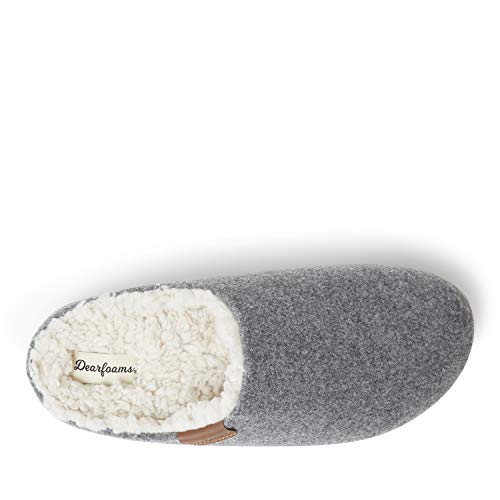 Dearfoams Women's Microwool Molded Footbed Clog Slipper, Grey Heather, Medium #TOP5