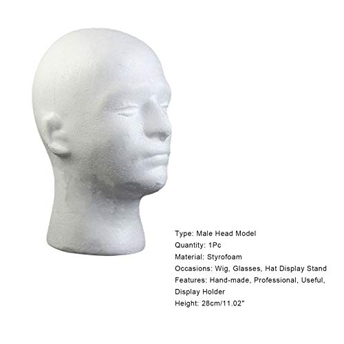 【Us Warehouse】 Dasinwun Male Head Form, Foam Wig Stand Lightweight Sturdy Durable Foam Mannequin Display For Hats, Wigs, Mask, Cap For Exhibition #TOP7