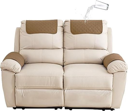 FAiruo Armrest and Headrest Cover for Sofa, Recliner Chair, Leather Couch - Nonslip Waterproof Protector(Camel,2-Seater Sofa/4-Piece) — image 1