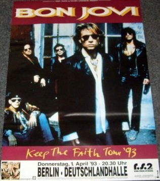 Poster Bon Jovi Keep The Faith Tour 1993 idéal pour déco salon rock