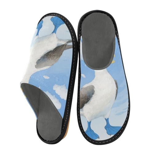 Slippers for Women Blue Footed Booby Beach Soft Fuzzy Women's Slippers Indoor and Outdoor Shoes