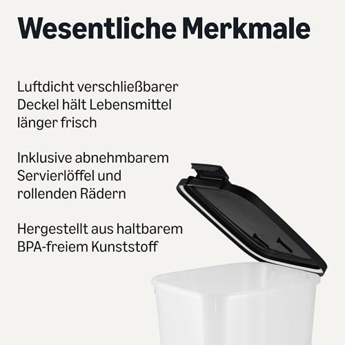 Amazon Basics Tierfutterbehälter für, 22.6 kg,Transparent und Schwarz