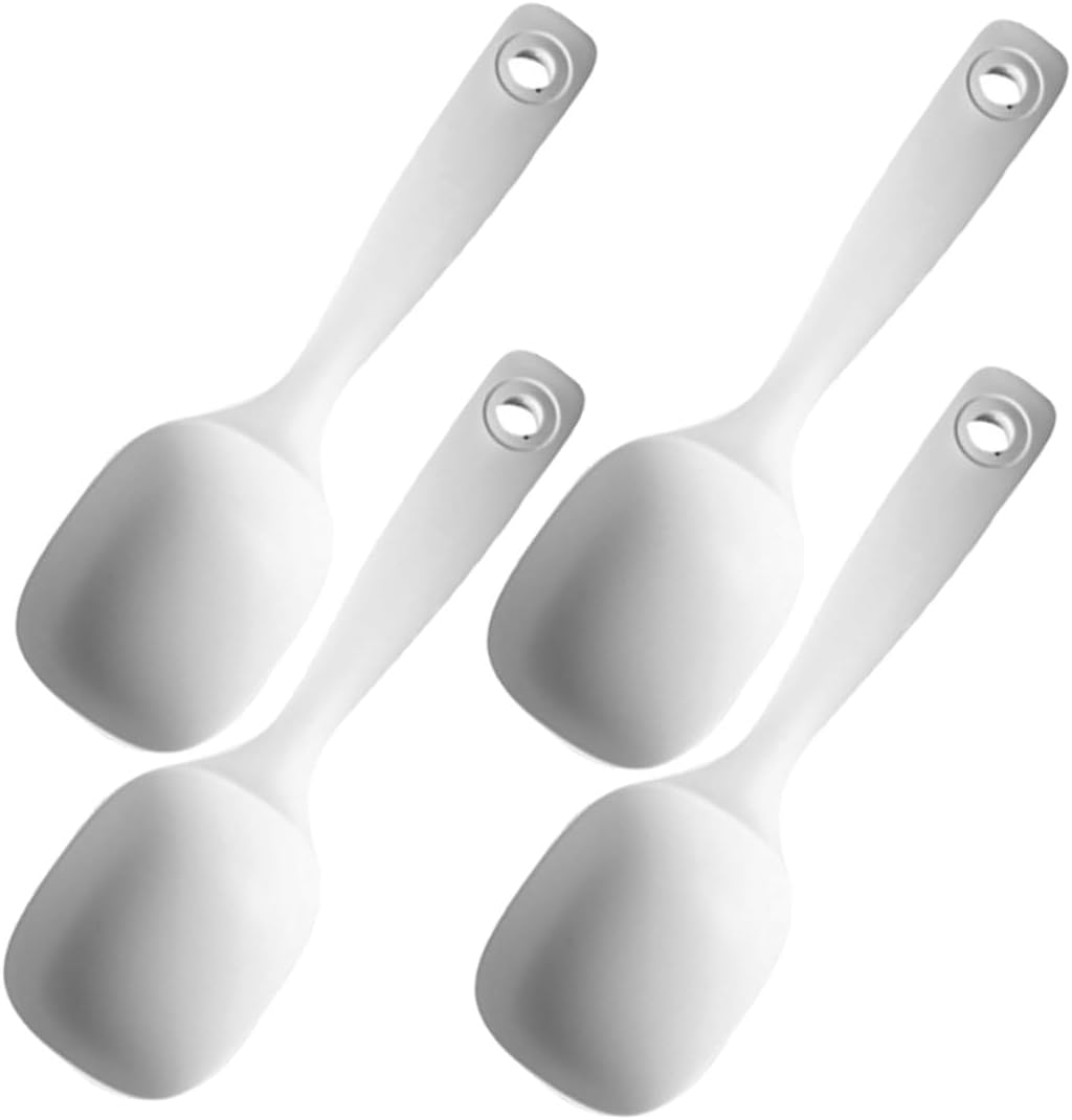 4pcs Soup Ladle PP White Serving Spoon for Gravy and Soup